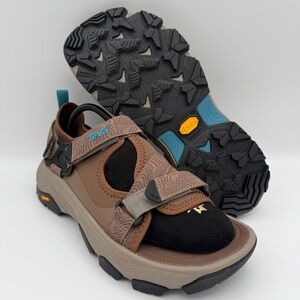 Men’s Teva Grandview Max Bison Brown Hiking Sandals Teal Accents Size 11